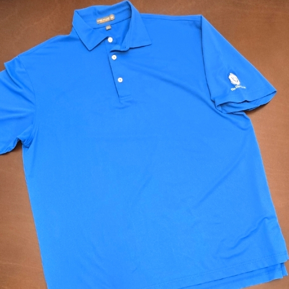 PETER MILLAR Summer Comfort Men's L Blue Polo Golf Shirt Logo - Picture 1 of 7